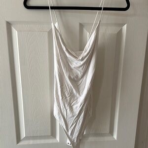 Abercrombie & Fitch Soft and Drapey white cowl neck bodysuit white medium NWT
